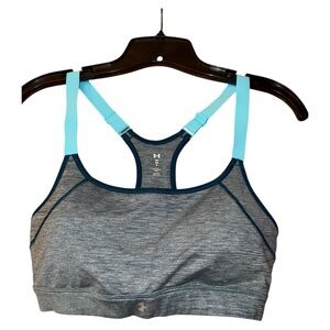 Under Armour Sports Bra Adjustable Straps‎ Heathered Blue Fitted Size Medium